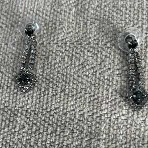 Elegant Black and Silver Drop Earrings